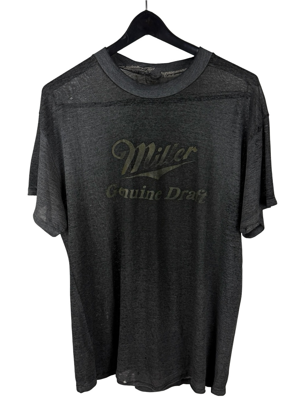 Vintage 1980s Miller Genuine Draft Paper Thin Faded Graphic Shirt Size L